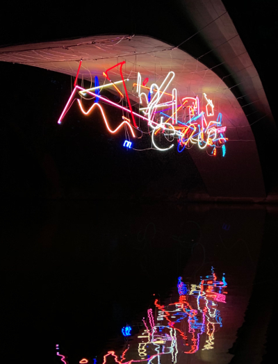 A colourful abstract light artwork.